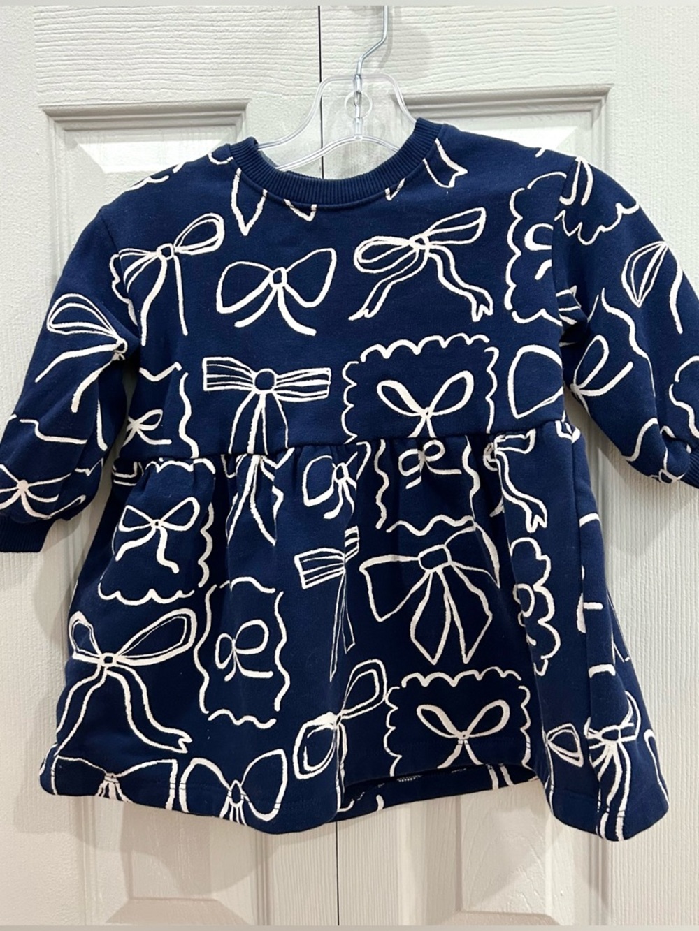 NEXT Baby Bow Print Dress – 12–18 Months – Navy Blue - Picture 2 of 6